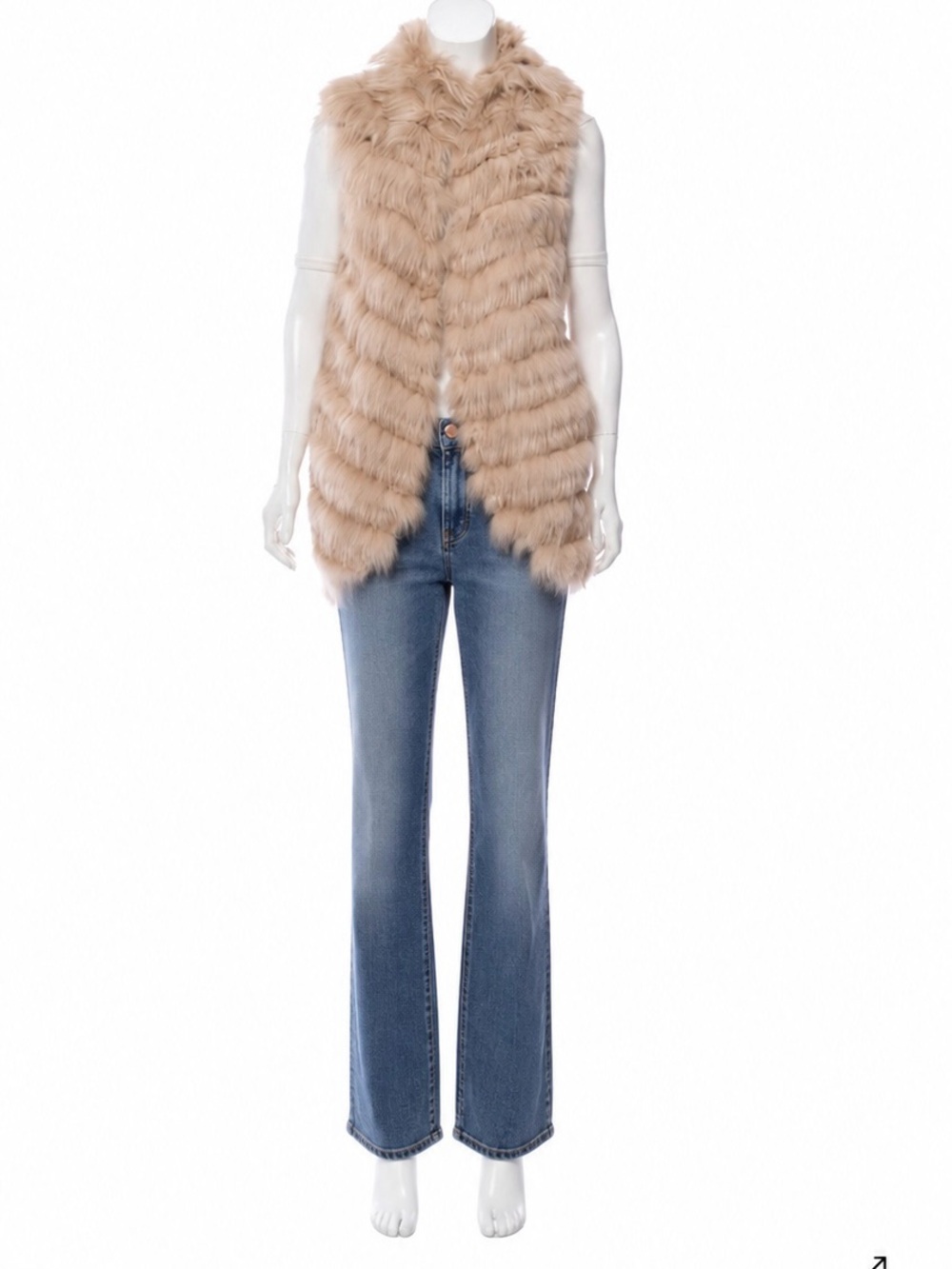 BCBGMaxAzria Darah Genuine Rabbit & Fox Blush&Camel Colored Fur Vest Size L